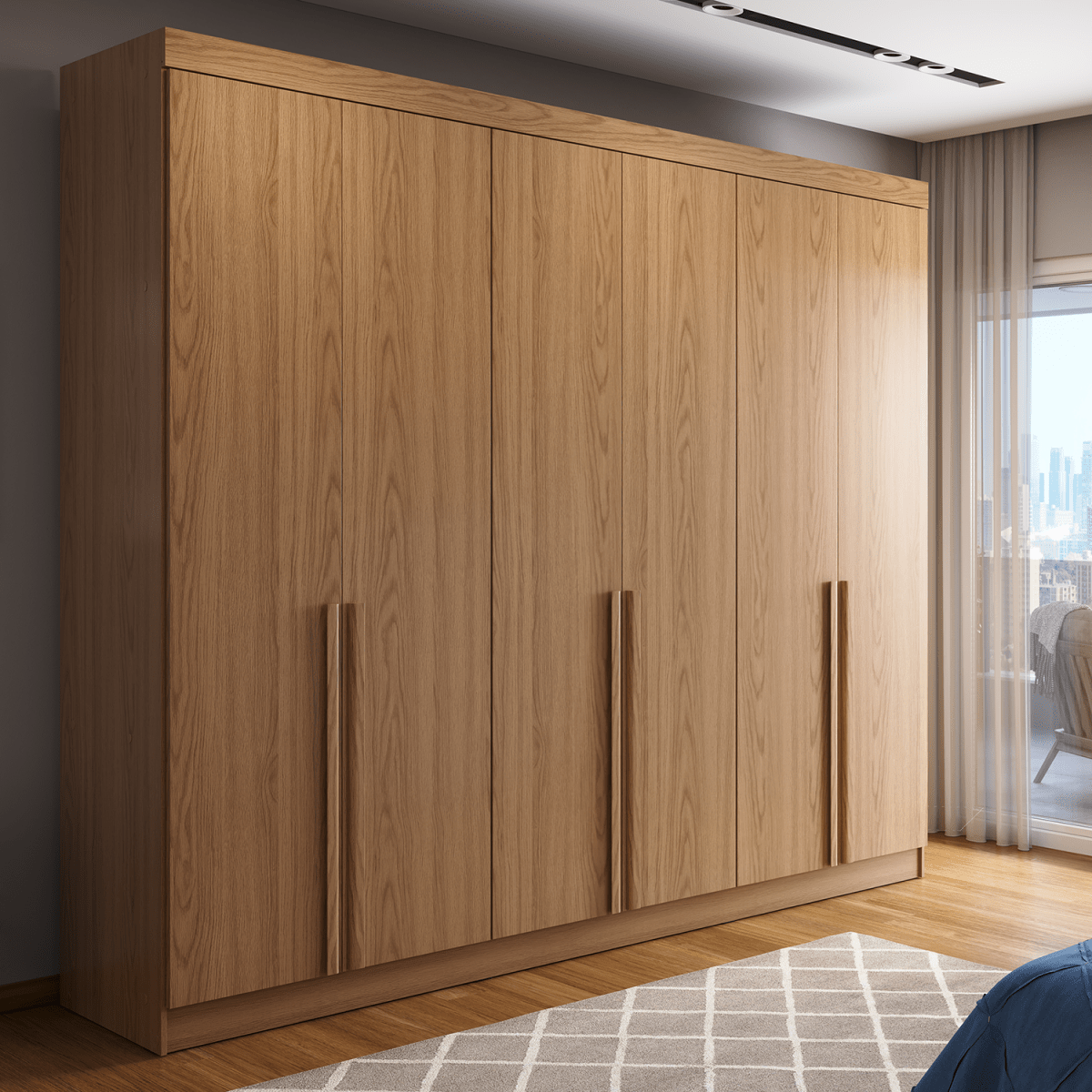 Guarda - Roupa Casal 6 Portas 4 Gavetas Lazzaro 231cm Preto - Província - Guarda - roupas