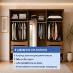 Guarda Roupa Casal 6 Portas 6 Gavetas 100% MDF com Espelho Interno Rockford 274cm Canella - Província - Guarda - roupas