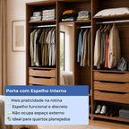 Guarda Roupa Casal 6 Portas 6 Gavetas 100% MDF com Espelho Interno Rockford 274cm Canella - Província - Guarda - roupas