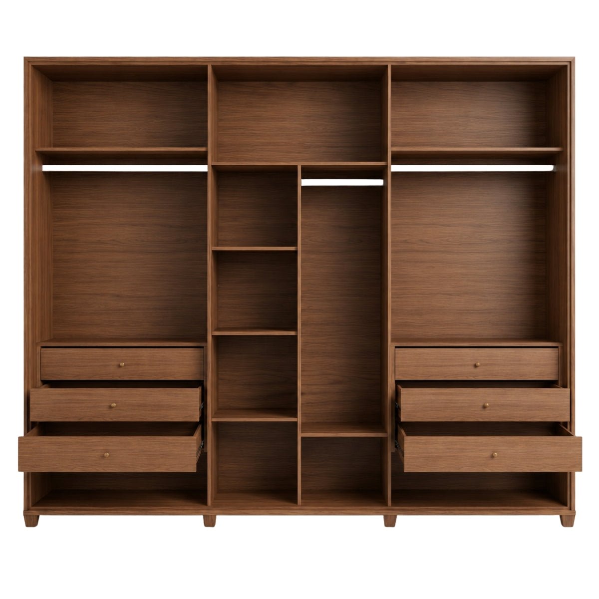 Guarda Roupa Casal 6 Portas com Espelho 100% MDF Dayton 274cm Canella com Off White Fosco - Província - Guarda-roupas