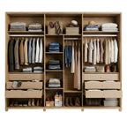 Guarda Roupa Casal 6 Portas com Espelho 100% MDF Dayton 274cm Carvalho com Off White Fosco - Província - Guarda-roupas