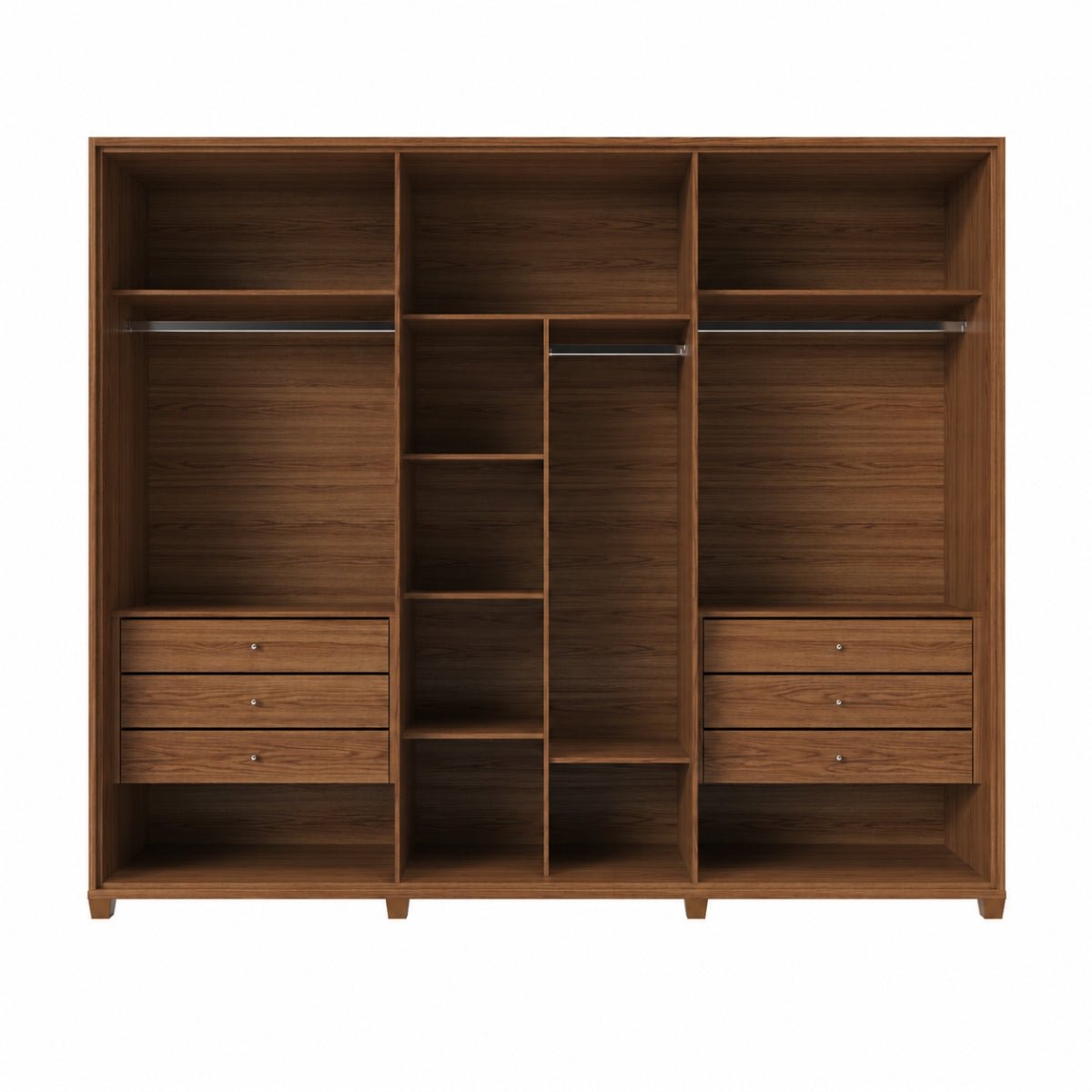Guarda Roupa Casal 6 Portas Reflecta com Led 100% MDF Speculum 274cm Canella - Província - Guarda-roupas
