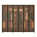 Guarda Roupa Casal 6 Portas Reflecta com Led 100% MDF Speculum 274cm Canella - Província - Guarda-roupas