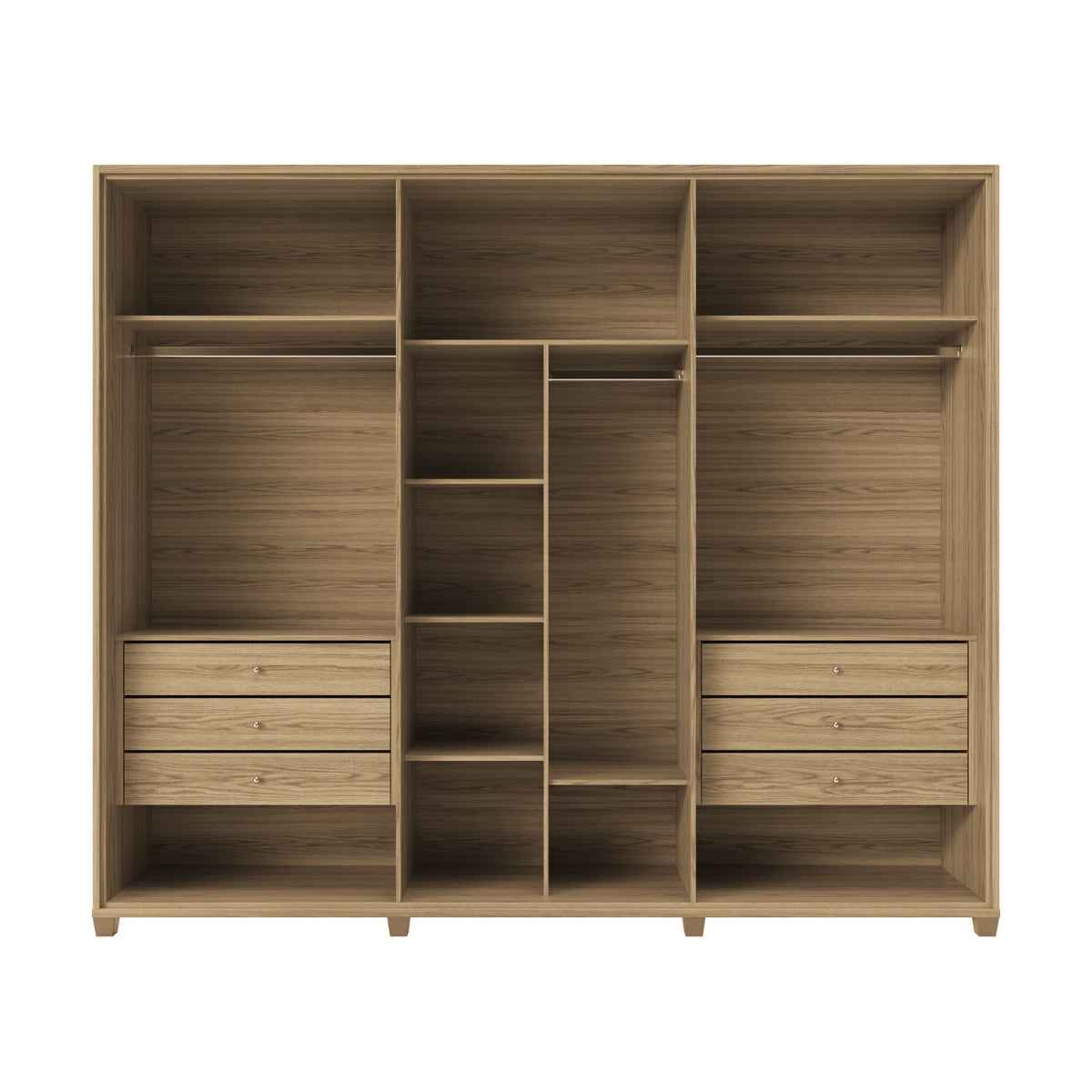 Guarda Roupa Casal 6 Portas Reflecta com Led 100% MDF Speculum 274cm Carvalho - Província - Guarda-roupas