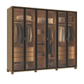 Guarda Roupa Casal 6 Portas Reflecta com Led 100% MDF Speculum 274cm Carvalho - Província - Guarda-roupas