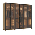 Guarda Roupa Casal 6 Portas Reflecta com Led 100% MDF Speculum 274cm Carvalho - Província - Guarda-roupas