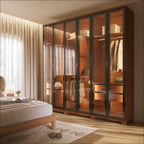Guarda Roupa Casal 6 Portas Reflecta Float com Led Lucent 231cm Canella - Província - Guarda-roupas