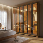 Guarda Roupa Casal 6 Portas Reflecta Float com Led Lucent 231cm Carvalho - Província - Guarda-roupas