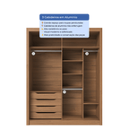 Guarda - Roupa Casal com Espelho 2 Portas de Correr 4 Gavetas Montclair 186cm Canella com Off - White Fosco - Província - Guarda - roupas