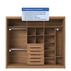 Guarda - Roupa Casal com Espelho 3 Portas de Correr 6 Gavetas Montclair 275cm Canella com Off - White Fosco - Província - Guarda - roupas