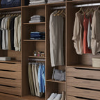 Guarda - Roupa Casal com Espelho 3 Portas de Correr 8 Gavetas Montclair 275 cm Canella com Off - White Fosco - Província - Guarda - roupas