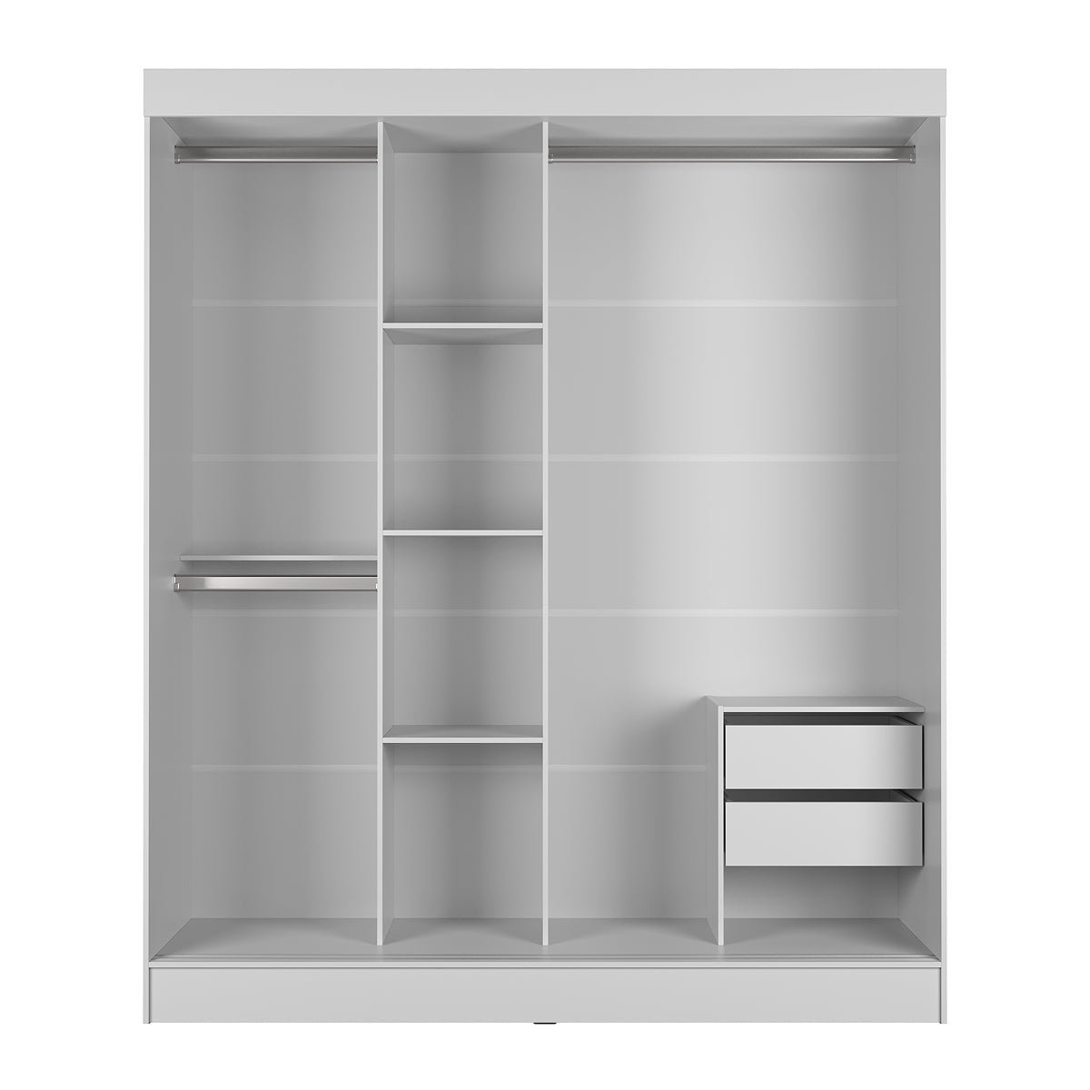 Guarda Roupa Casal com Espelho 3 Portas de Correr e 2 Gavetas Vittorio 172cm Branco - Província - Guarda - roupas