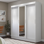 Guarda Roupa Casal com Espelho 3 Portas de Correr e 2 Gavetas Vittorio 172cm Branco - Província - Guarda - roupas