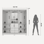 Guarda Roupa Casal com Espelho 2 Portas de Correr 4 Gavetas Ítalo Branco