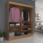 Guarda Roupa Solteiro 2 Portas de Correr Orazio 135cm Carvalho com Off White - Província - Guarda - roupas