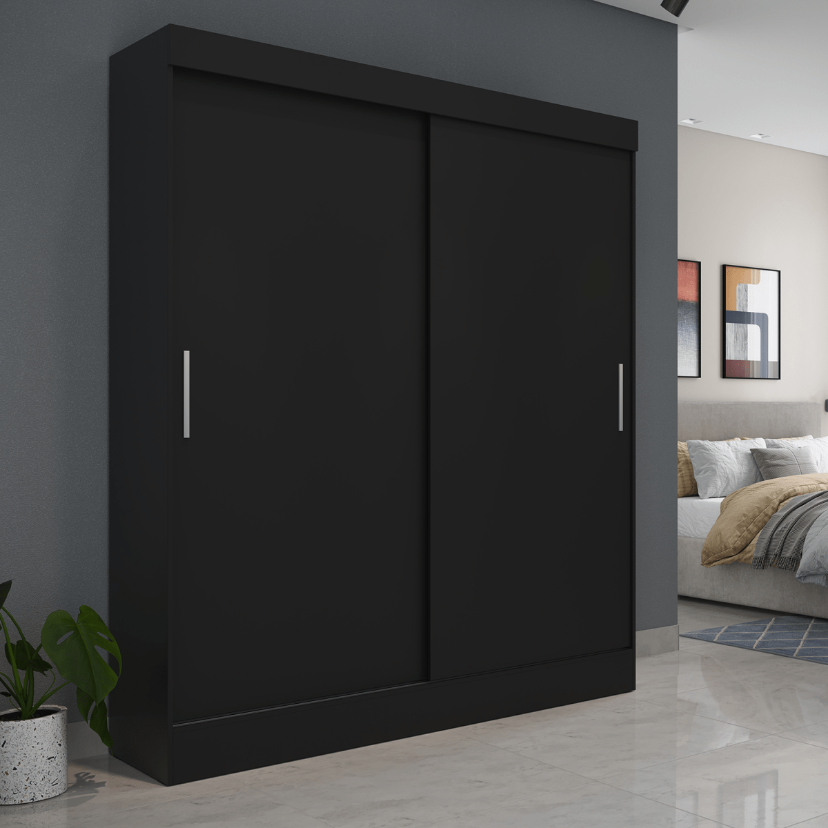 Guarda Roupa Solteiro 2 Portas de Correr Orazio 135cm Carvalho com Off White - Província - Guarda - roupas