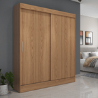 Guarda Roupa Solteiro 2 Portas de Correr Orazio 135cm Carvalho com Off White - Província - Guarda - roupas