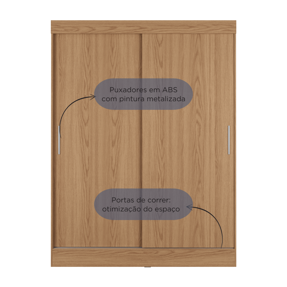 Guarda Roupa Solteiro 2 Portas de Correr Orazio 135cm Carvalho com Off White - Província - Guarda - roupas