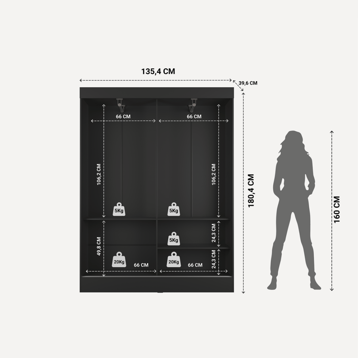 Guarda Roupa Solteiro 2 Portas de Correr Orazio 135cm Carvalho com Off White - Província - Guarda - roupas