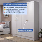 Guarda Roupa Solteiro 4 Portas Renzo 135cm Branco - Província - Guarda - roupas