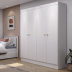 Guarda Roupa Solteiro 4 Portas Renzo 135cm Branco - Província - Guarda - roupas
