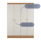 Guarda Roupa Solteiro 4 Portas Renzo 135cm Carvalho com Off White - Província - Guarda - roupas