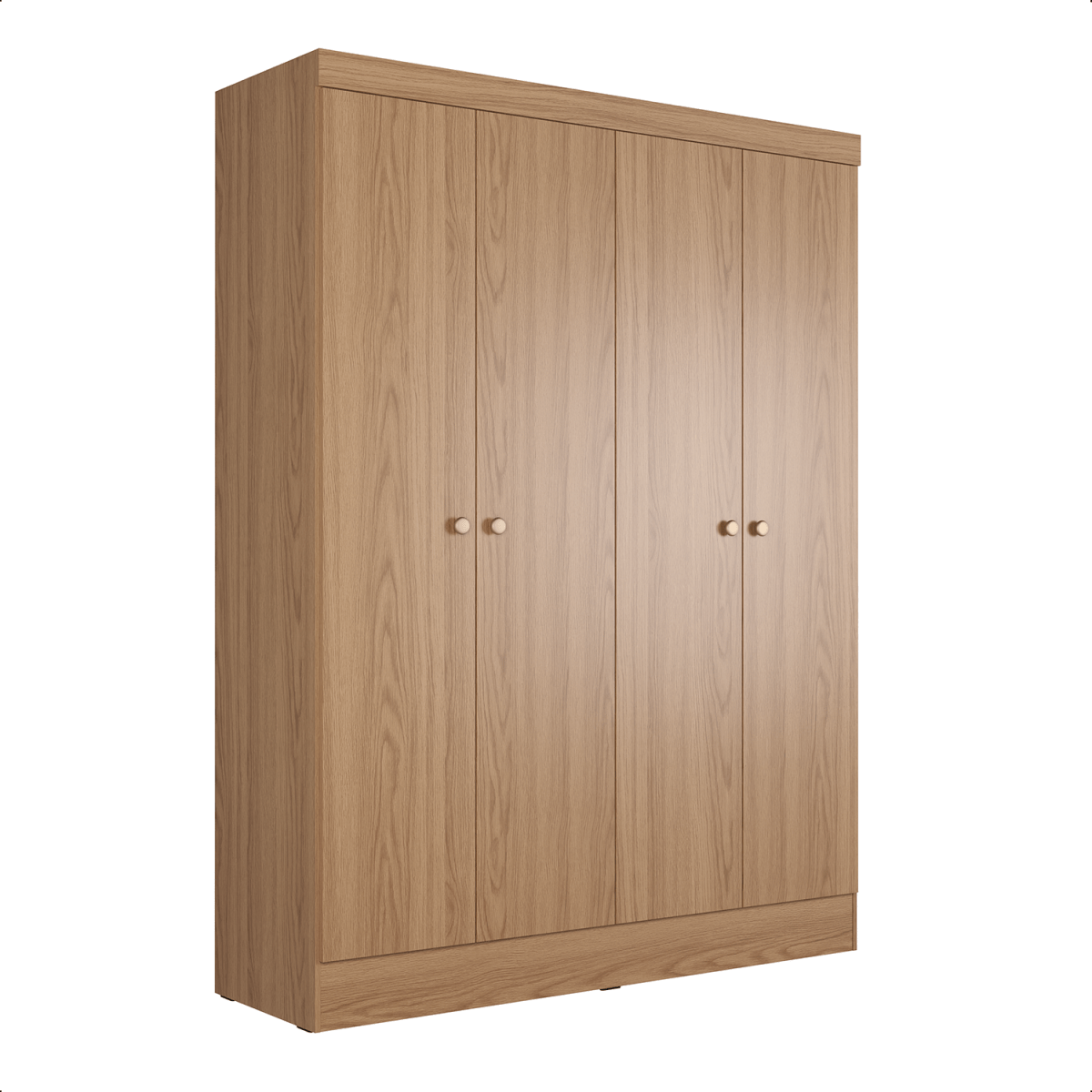 Guarda Roupa Solteiro 4 Portas Renzo 135cm Carvalho com Off White - Província - Guarda - roupas