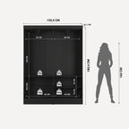 Guarda Roupa Solteiro 4 Portas Renzo 135cm Preto - Província - Guarda - roupas
