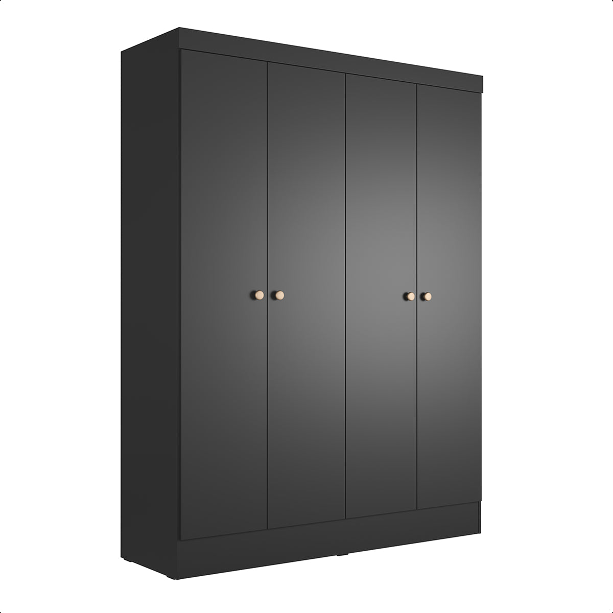 Guarda Roupa Solteiro 4 Portas Renzo 135cm Preto - Província - Guarda - roupas