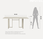 Mesa Arcádia 160 cm - Off White Fosco c/ Champanhe - Província - Mesa de jantar