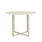 Mesa com 4 Cadeiras Arcadia Redonda 108cm Aço Champanhe com Off White - Província - Mesa 4 Cadeiras