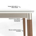 Mesa com 6 Cadeiras Abbey 180x90cm Madeira Natural com Off White - Província - Mesa 6 Cadeiras