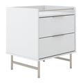 Mesa de Cabeceira c/ 2 Gavetas Yves Branco Fosco c/ Champanhe - Província - Mesa de Cabeceira