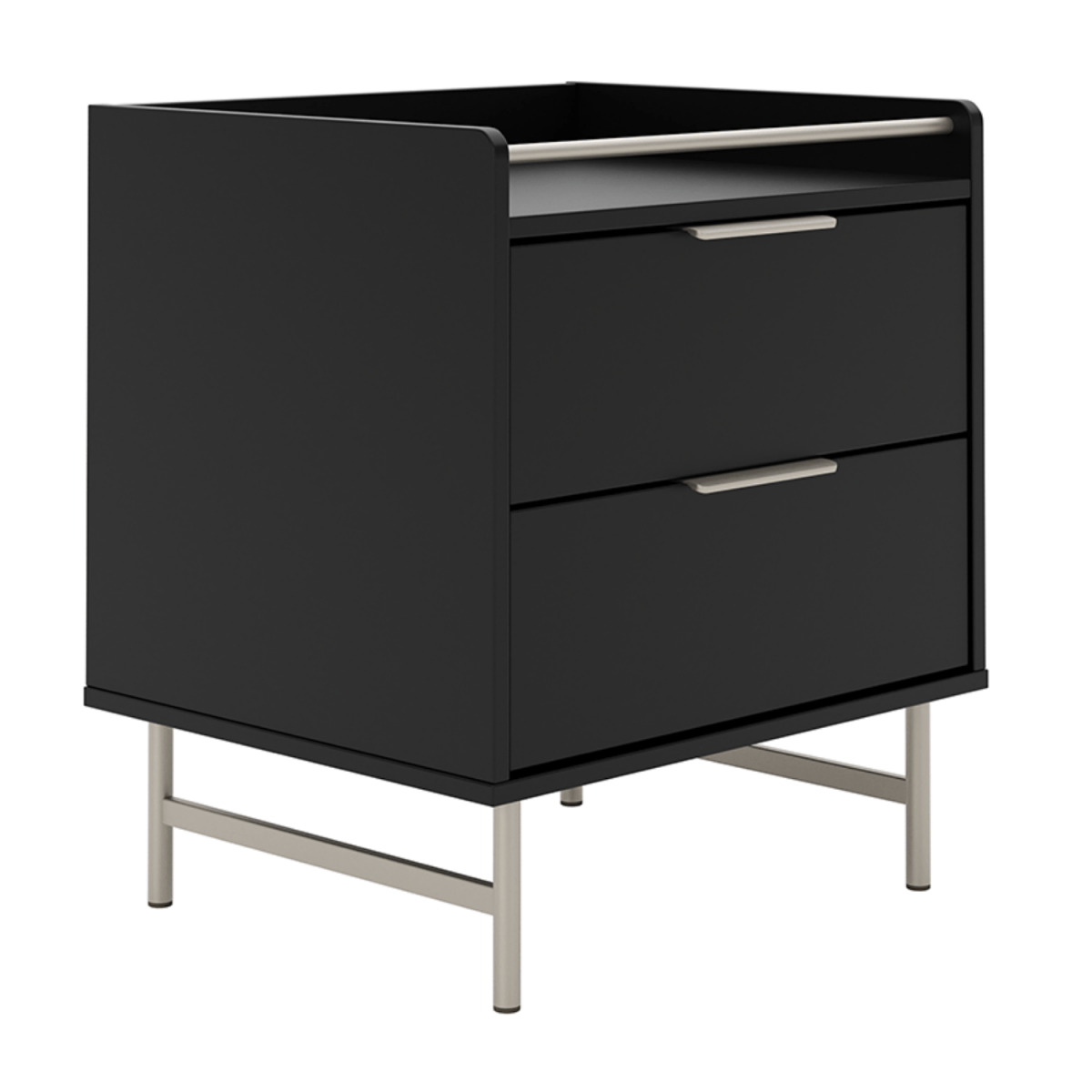 Mesa de Cabeceira c/ 2 Gavetas Yves Preto com Champanhe - Província - Mesa de Cabeceira