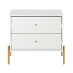 Mesa de Cabeceira Jasper 64 cm Branco Gloss com Dourado - Província - Mesa de Cabeceira