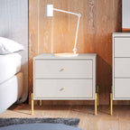 Mesa de Cabeceira Jasper 64 cm Branco Gloss com Dourado - Província - Mesa de Cabeceira