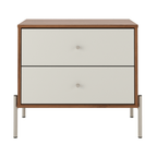 Mesa de Cabeceira Jasper 64 cm Canella e Off White com Champanhe - Província - Mesa de Cabeceira