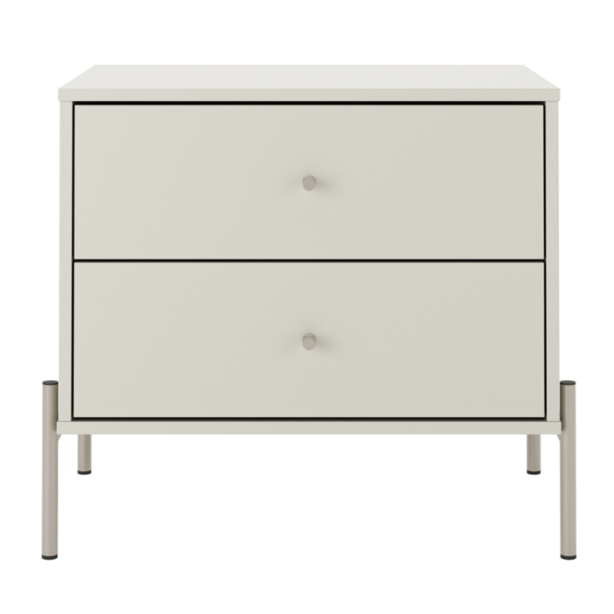 Mesa de Cabeceira Jasper 64 cm Off White Fosco com Champanhe - Província - Mesa de Cabeceira