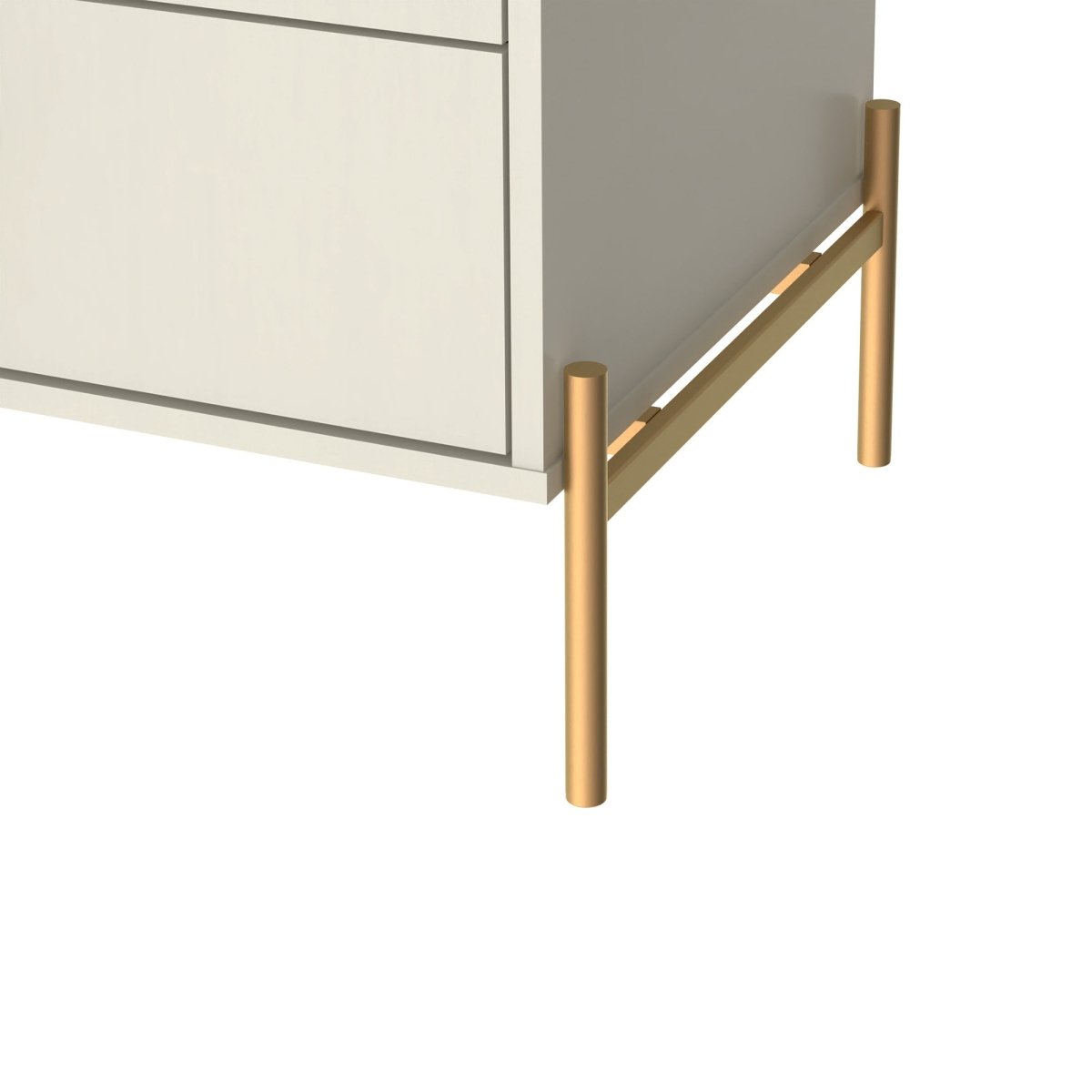 Mesa de Cabeceira Jasper 64 cm Off White Fosco com Dourado - Província - Mesa de Cabeceira