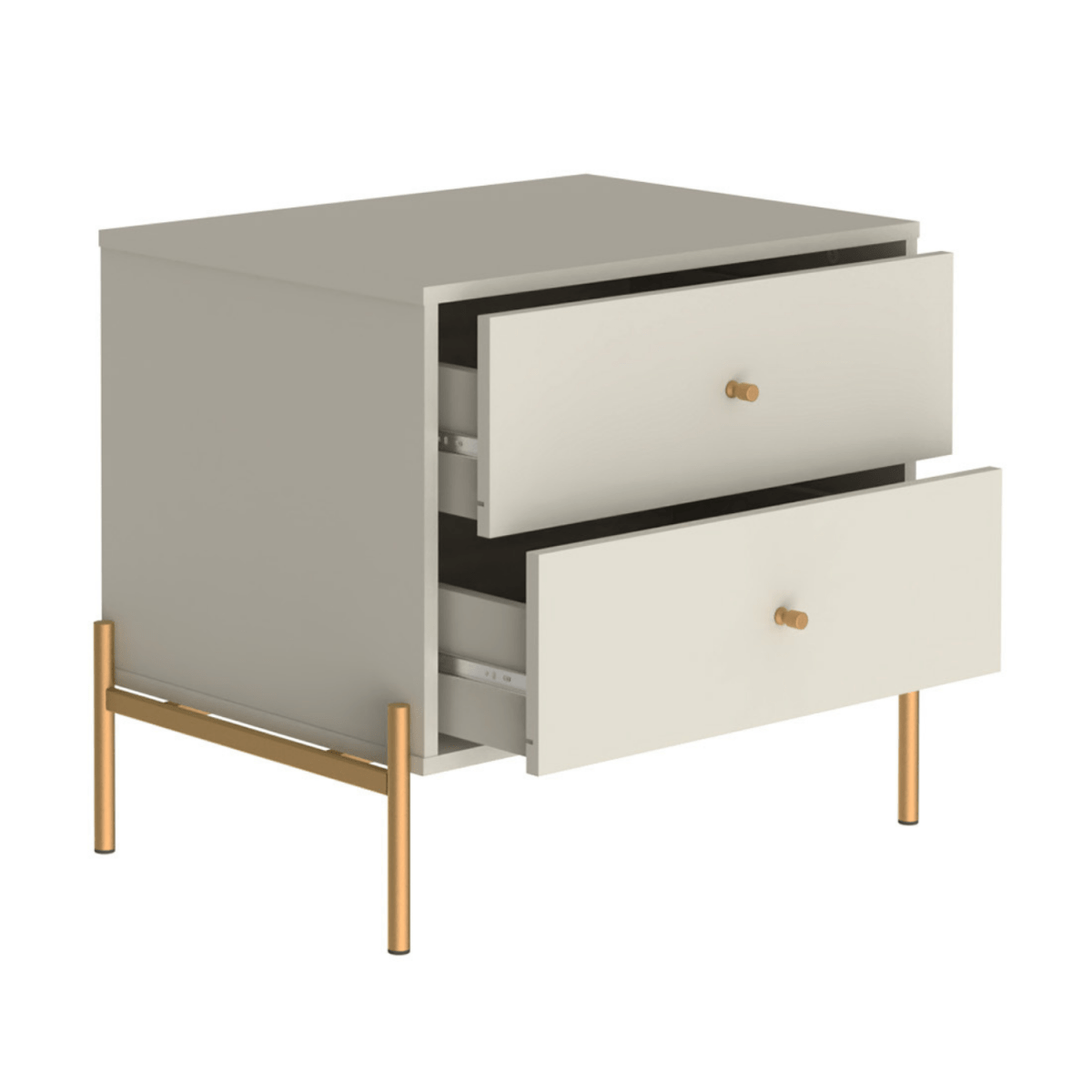 Mesa de Cabeceira Jasper 64 cm Off White Fosco com Dourado - Província - Mesa de Cabeceira