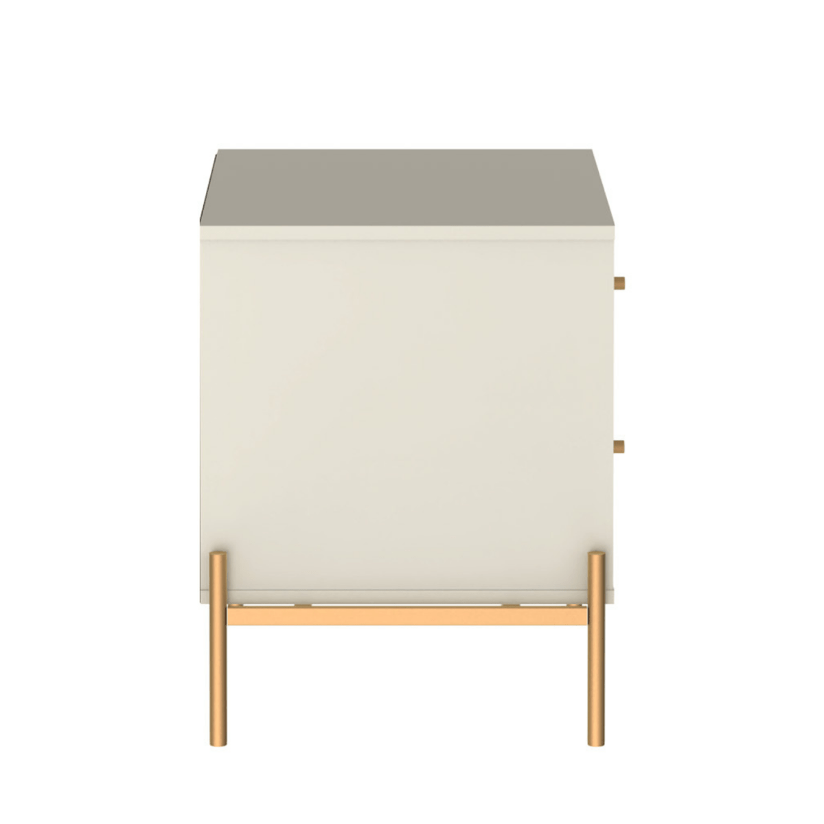 Mesa de Cabeceira Jasper 64 cm Off White Fosco com Dourado - Província - Mesa de Cabeceira