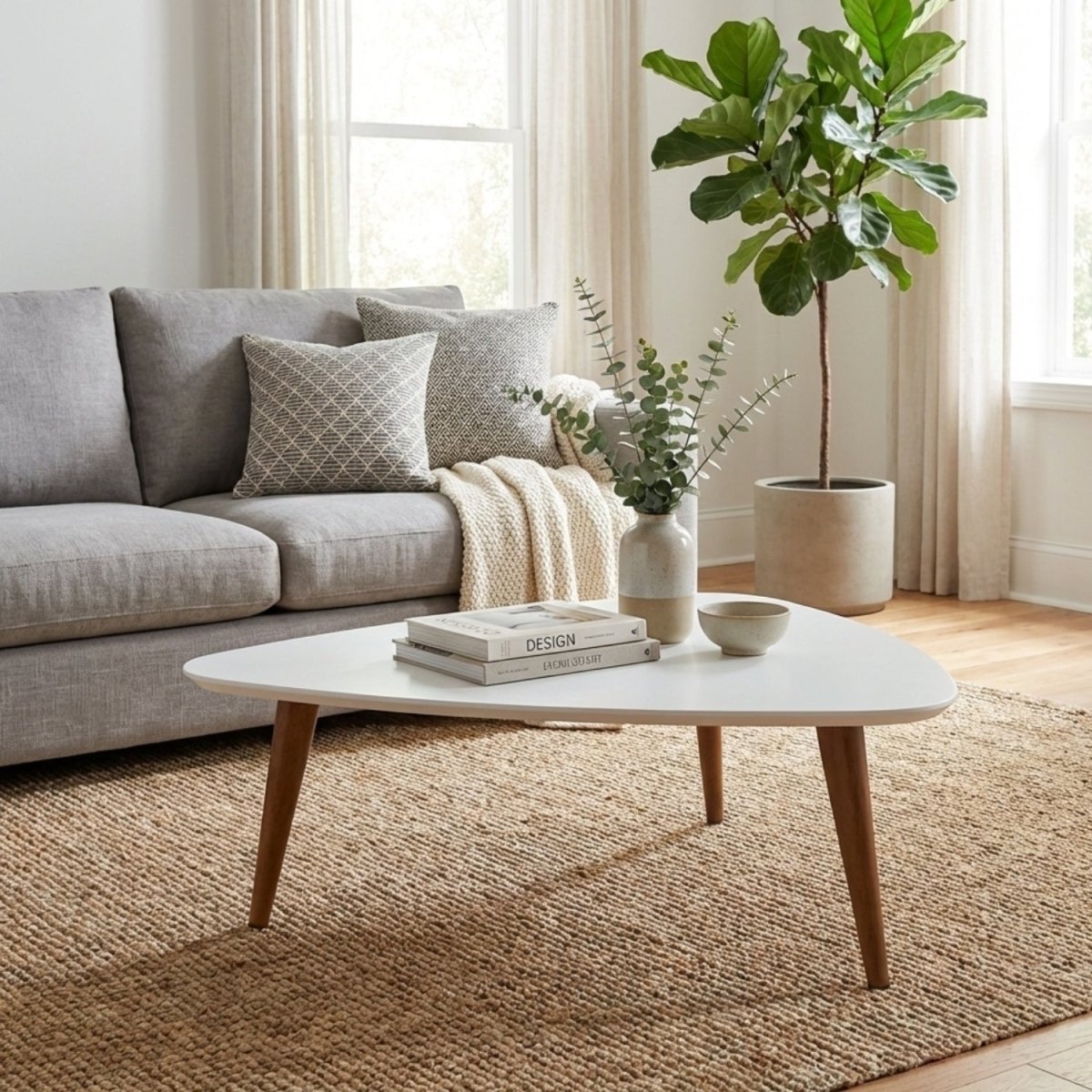 Mesa de Centro Triangular Utopia Baixa Branco Gloss - Província - Mesa de centro