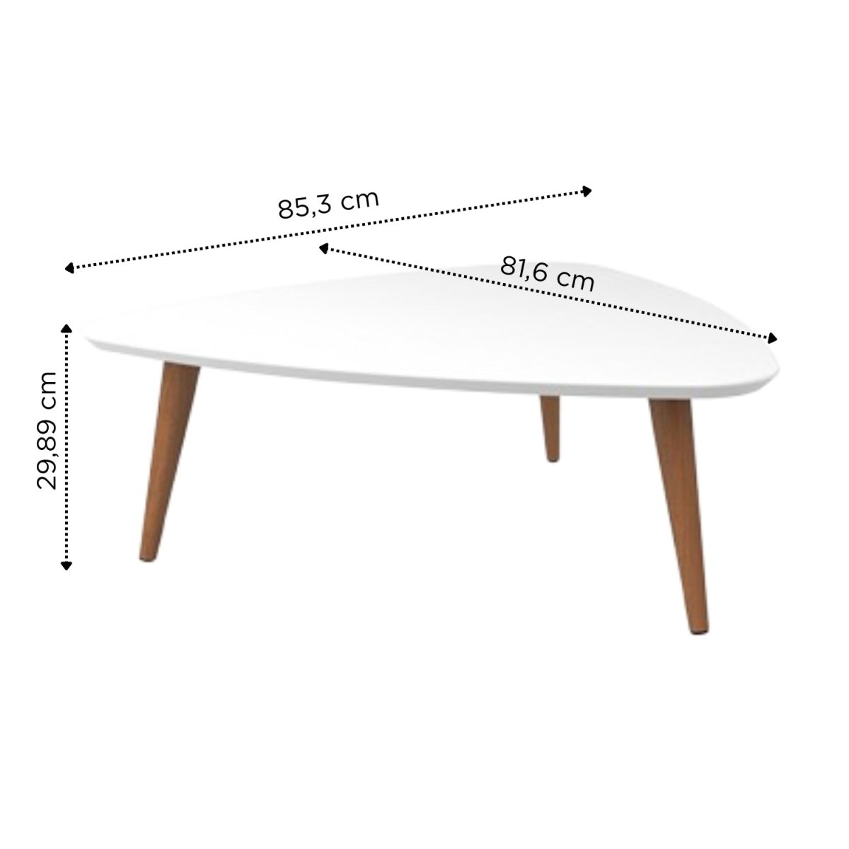 Mesa de Centro Triangular Utopia Baixa Branco Gloss - Província - Mesa de centro