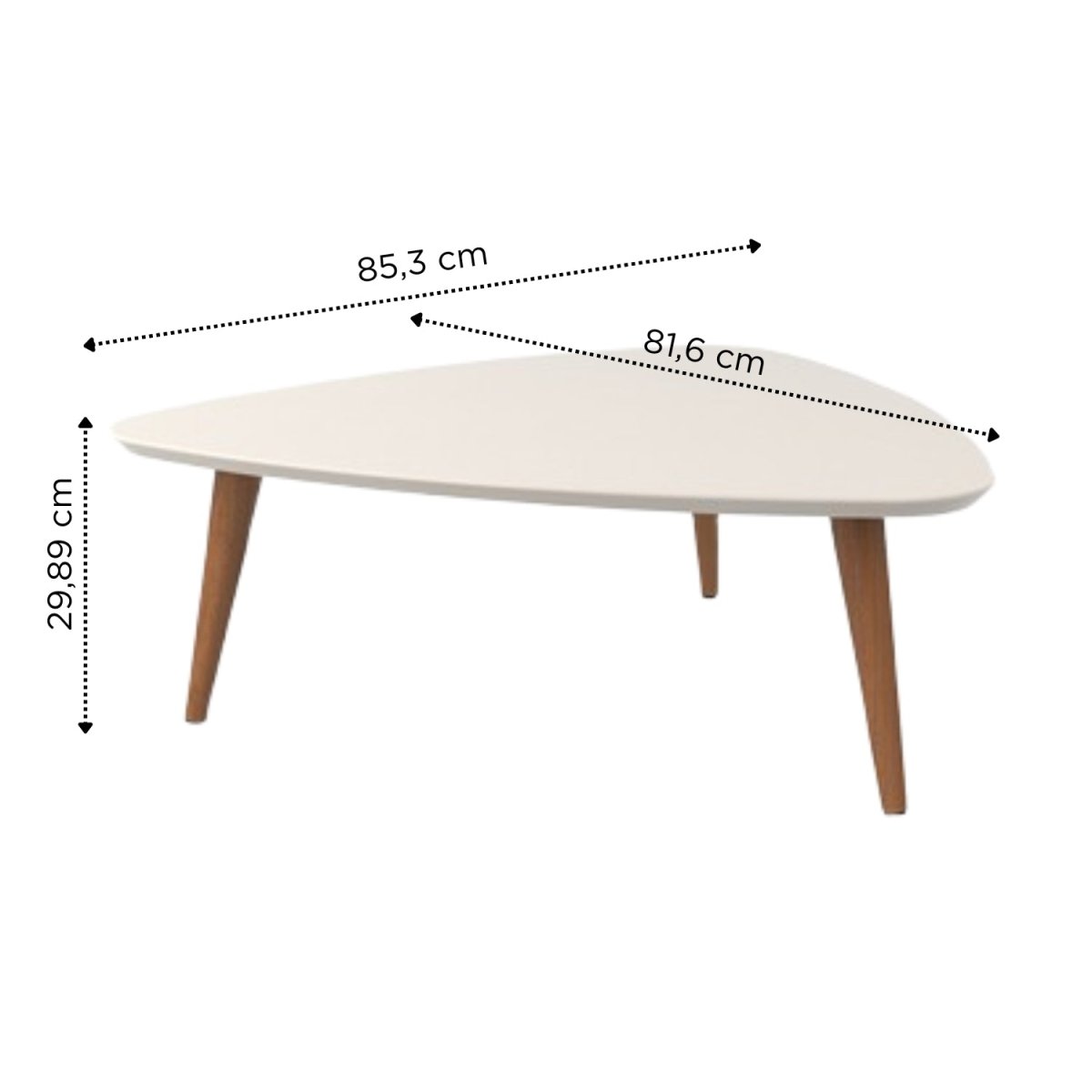 Mesa de Centro Triangular Utopia Baixa Off - White Gloss - Província - Mesa de centro