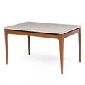 Mesa de Jantar Addar 135 cm - Natural c/ Vidro Off White - Província - Mesa de jantar