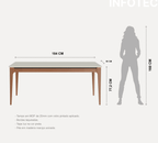 Mesa de Jantar Addar 180 cm - Natural c/ Vidro Off White - Província - Mesa de jantar