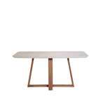 Mesa de Jantar Bennett c/ Vidro 160 cm - Natural c/ Vidro Off White - Província - Mesa de jantar
