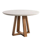 Mesa de Jantar Bennett Redonda 115 cm - Natural c/ Vidro Off White - Província - Mesa de jantar