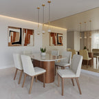 Mesa de Jantar Kalina 160 cm Retangular com Vidro - Província - Mesa de jantar