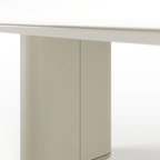 Mesa de Jantar Lintz 184 cm - Off White Fosco c/ PU Bege - Champanhe - Província - Mesa de jantar